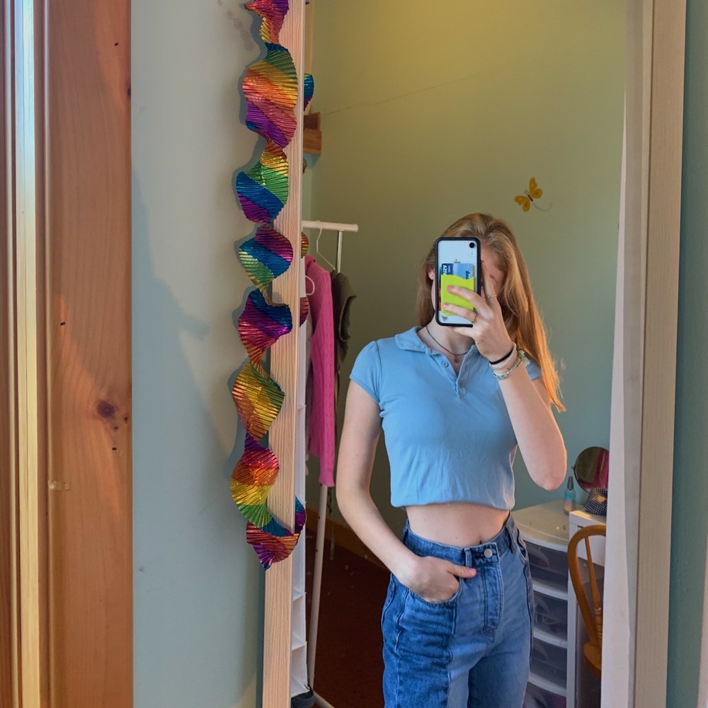 blue polo tee